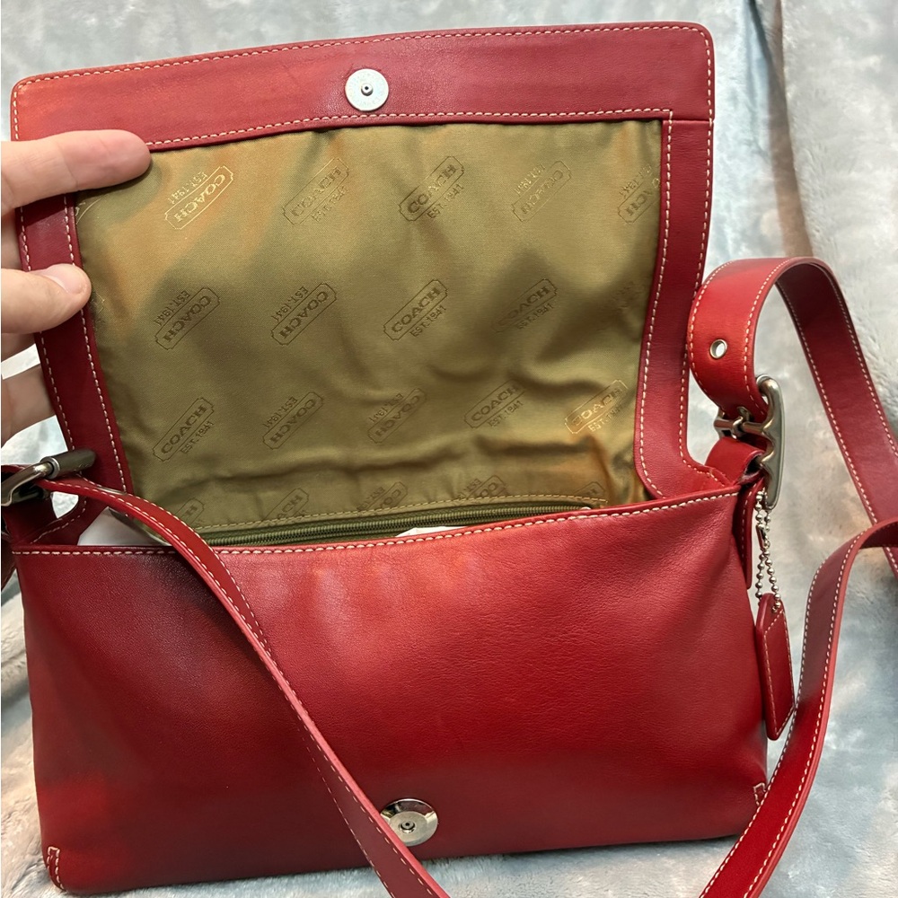 Vintage Coach Leather Crossbody Bag in Deep Red - Picture 3 of 7